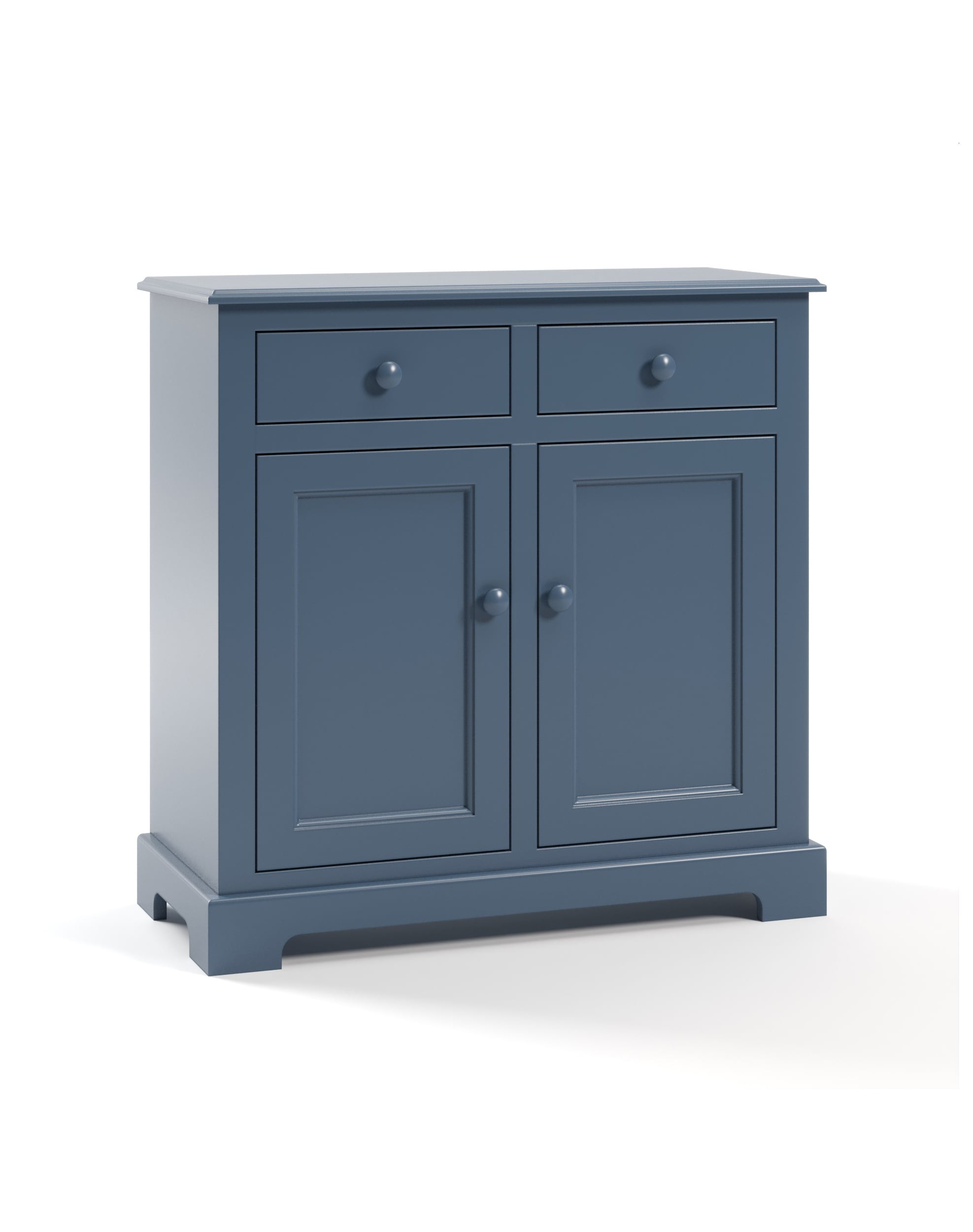 Carolina 2 Door Cabinet, Dusk, Flat Panel Doors, Arched Base, Angled View Carolina 2 Door Cabinet, Dusk, Flat Panel Doors, Arched Base, Angled View