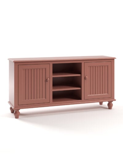 Carolina 2 Door Buffet, Tulip Feet, Squared Beadboard Doors, Flat Sides, Baked Terracotta