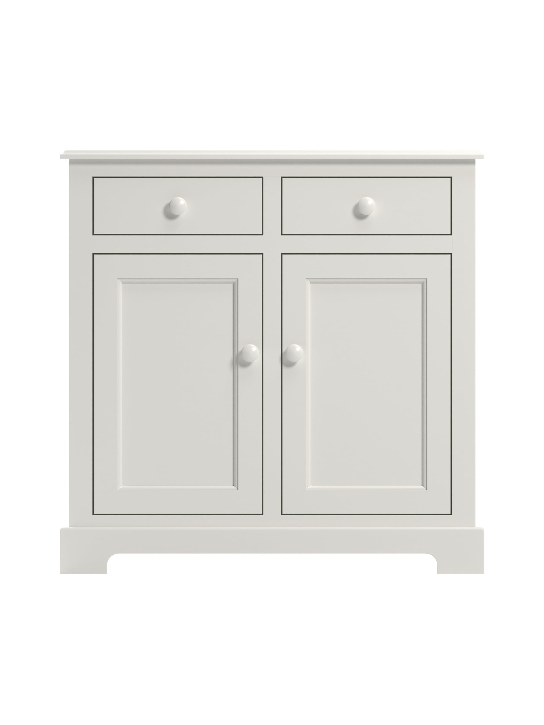 Carolina 2 Door Cabinet, Snow, Flat Panel Doors, Arched Base Carolina 2 Door Cabinet, Snow, Flat Panel Doors, Arched Base