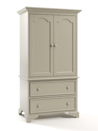Carolina 2 Drawer Armoire, Arched Flat Panel Doors, English Beaded Drawers, Bracket Feet, Beach Grass