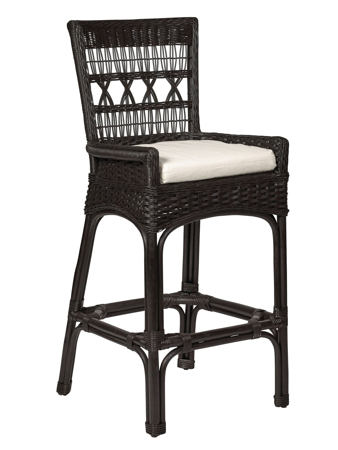 Nantucket Wicker Bar Stool, Black Nantucket Wicker Bar Stool, Black