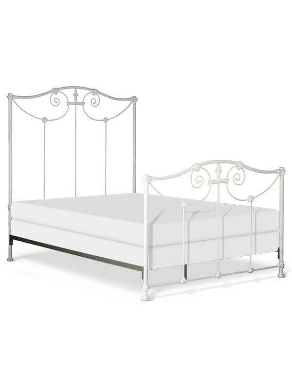 Etta Wrought Iron Bed, Queen, Distressed White Etta Wrought Iron Bed, Queen, Distressed White