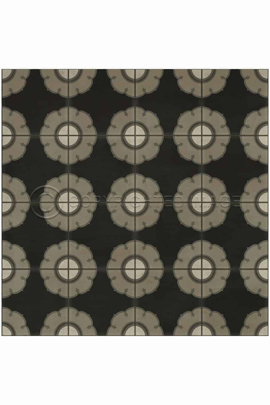 images Bachelors Button Coal Floor Cloth, 36 x 36, 48 x 48 Square