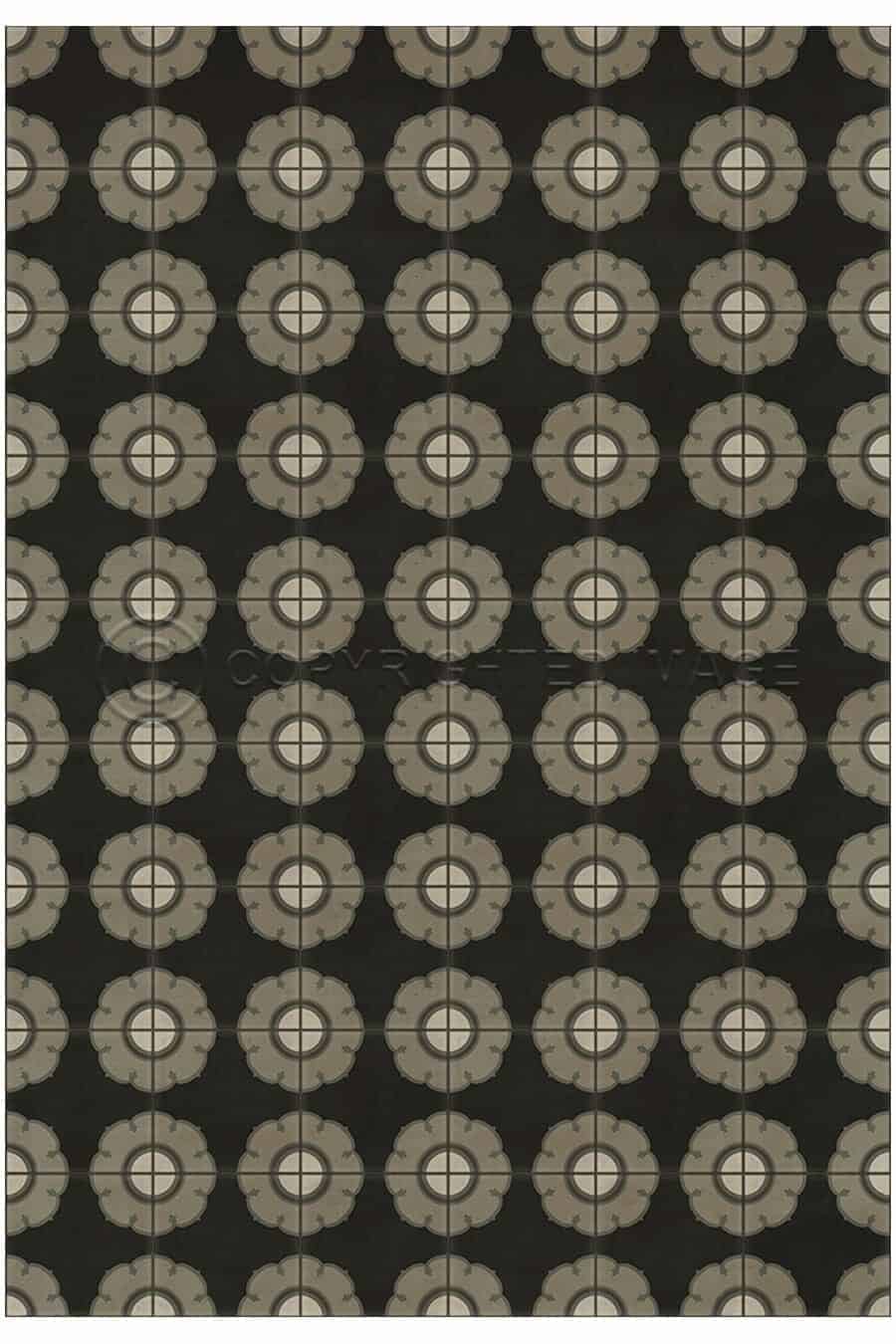 images Bachelors Button Coal Vinyl Floor Cloth, 96 x 140, 120 x 175