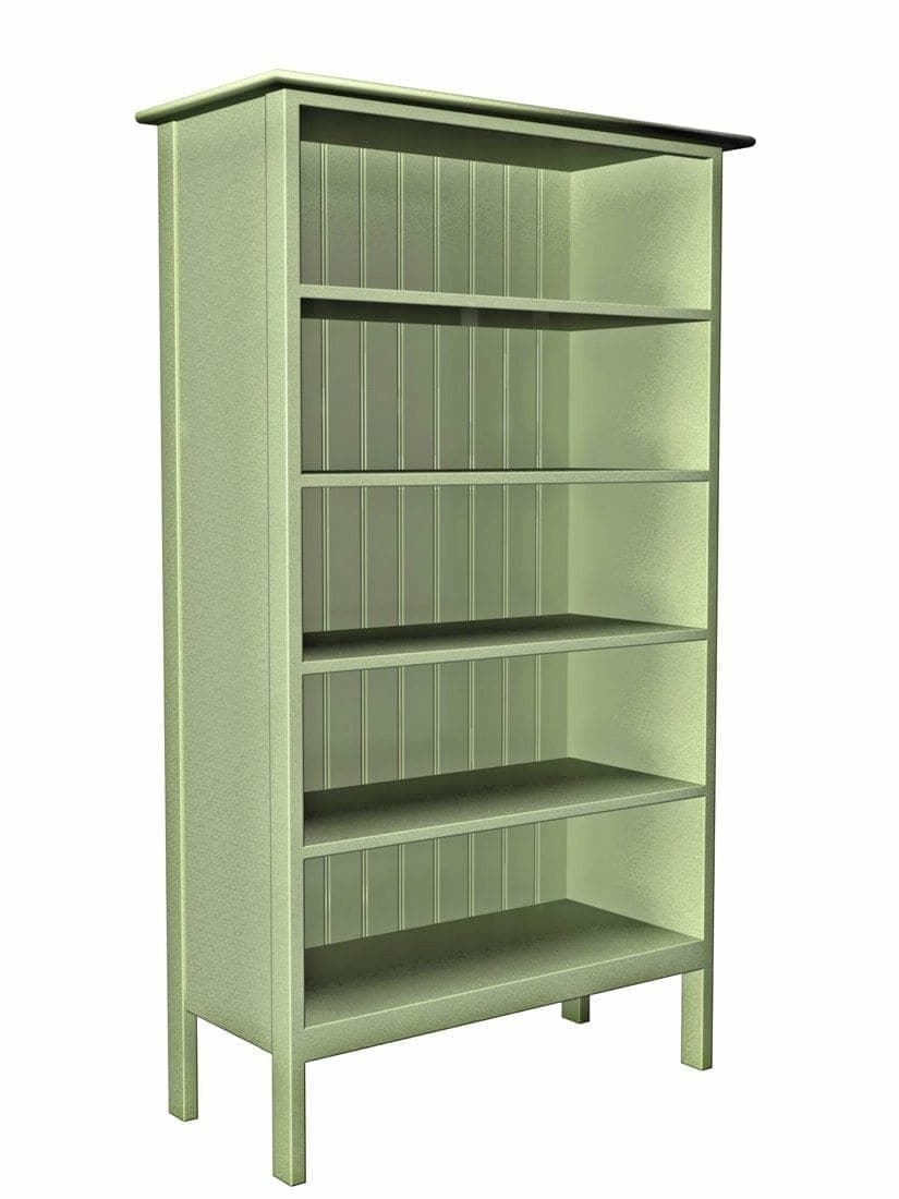 images Saco Bookcase, No Arch, Beadboard Interior Back Panel, Celadon