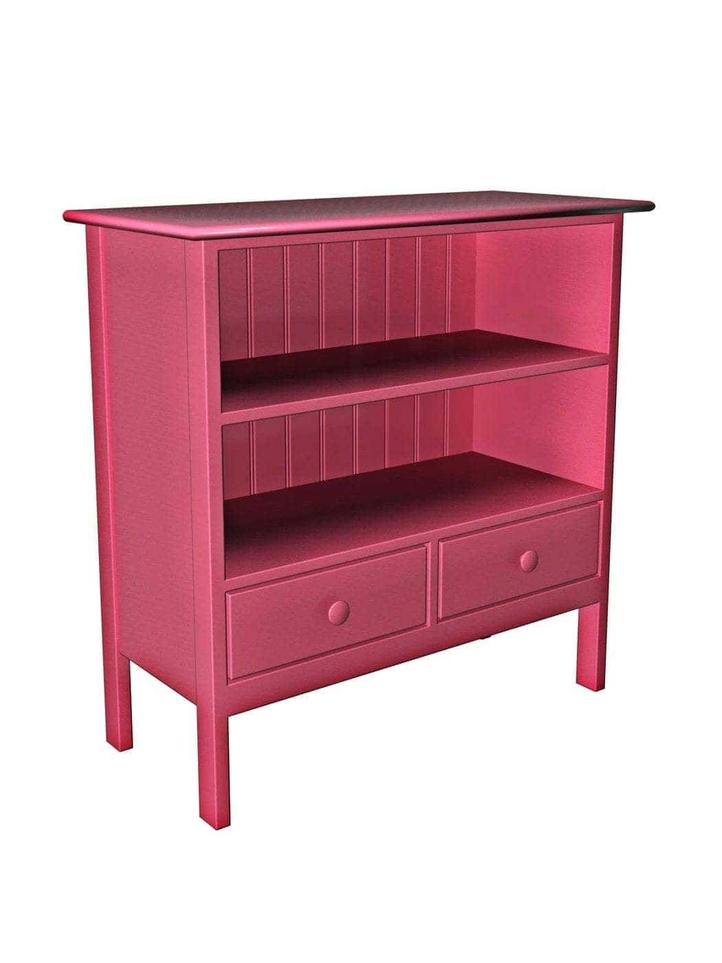 images Popham 1 Drawer Bookcase, No Arch, Beadboard Interior Back Panel, Beach Rose