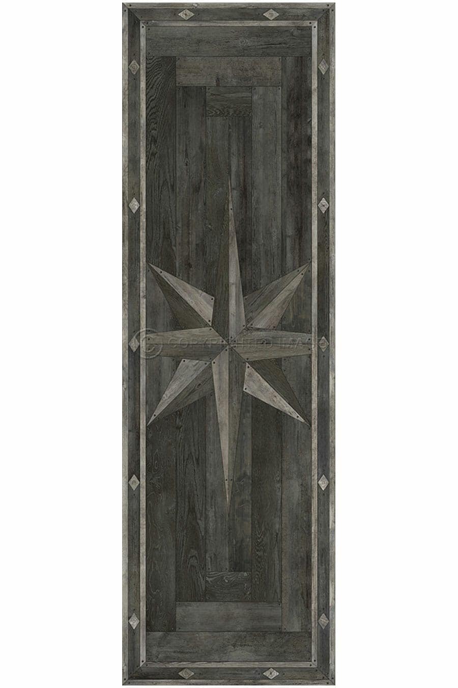 images Compass Charcoal Vinyl Floor Cloth, 36 x 115 Runner