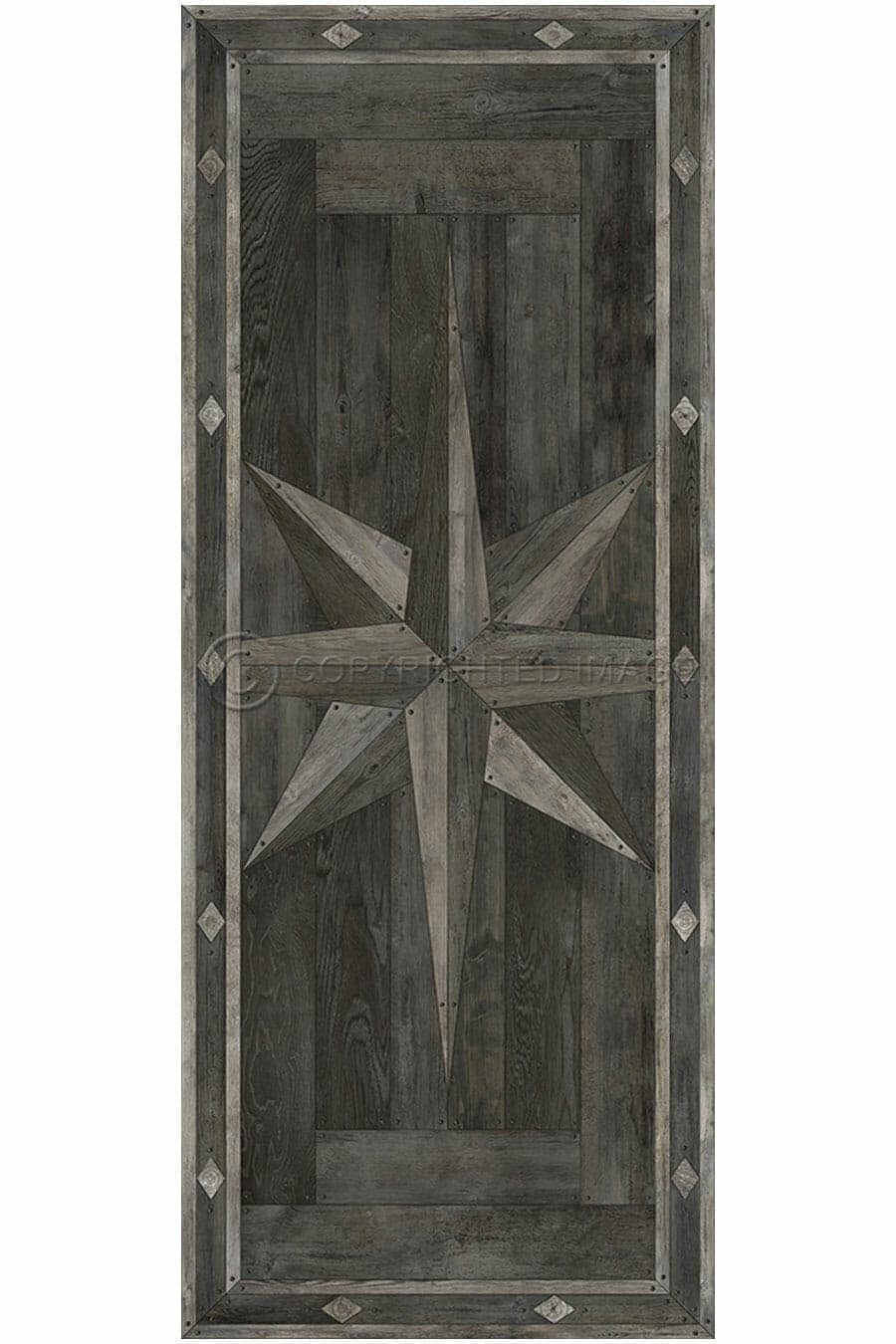 images Compass Charcoal Vinyl Floor Cloth, 36 x 90 Runner