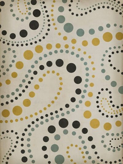 Interstellar Yellow & Aqua Vinyl Floor Cloth, 20x30, 38x56, 52x76, 70x102, 96x140, 120x175