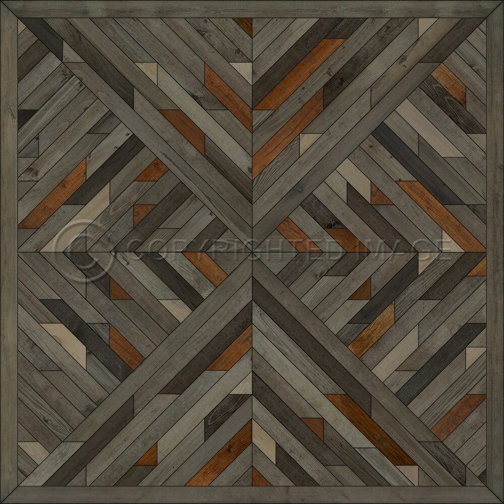 images Kaleidoscope Pecan Vinyl Floor Cloth, 36x36, 48x48