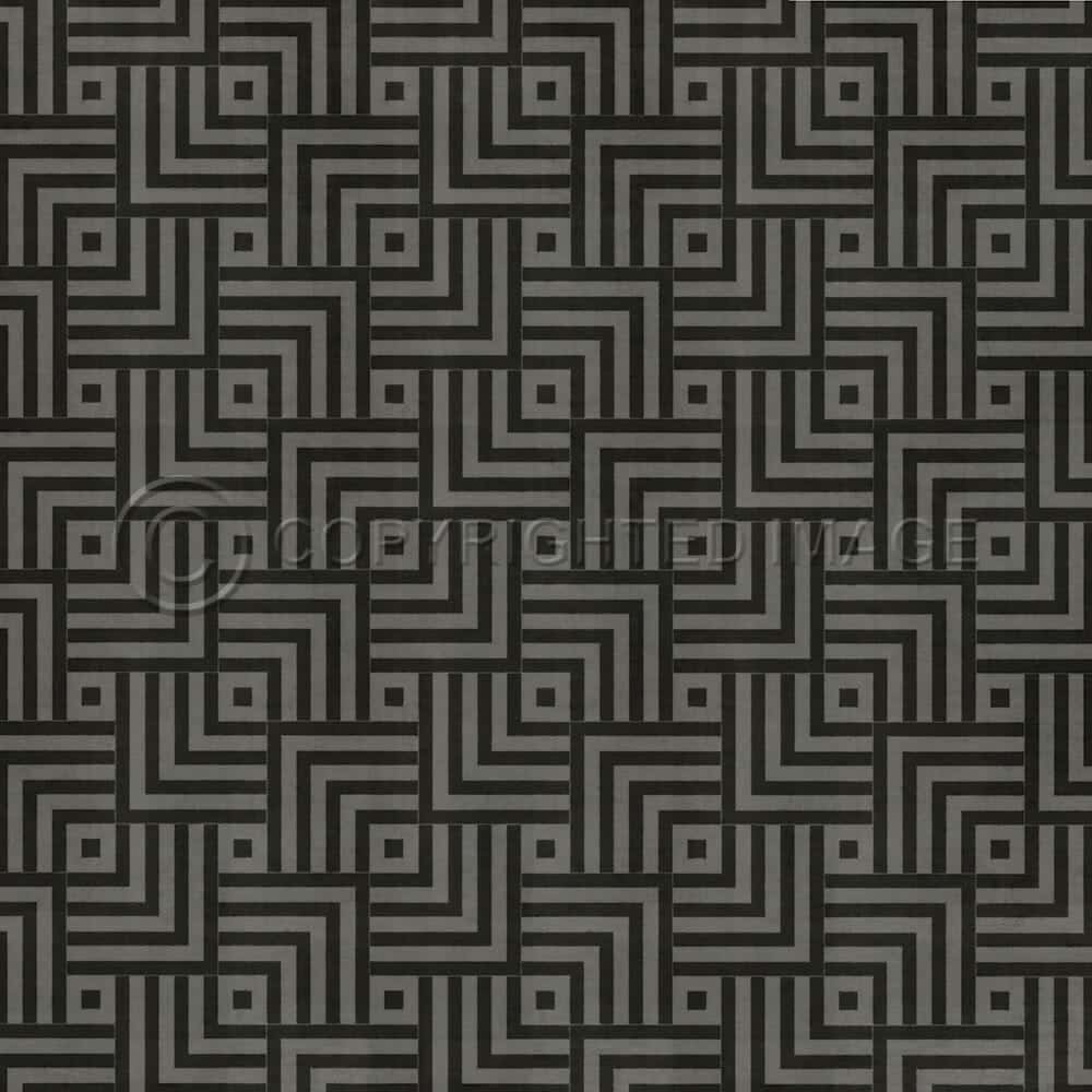 images Mazey Black and Grey Vinyl Floor Cloth, 96x96, 120x120