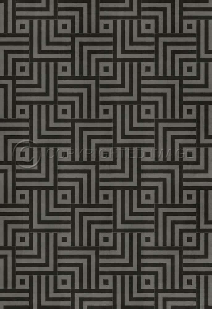 images Mazey Black and Grey Vinyl Floor Cloth, 96x140, 120x175
