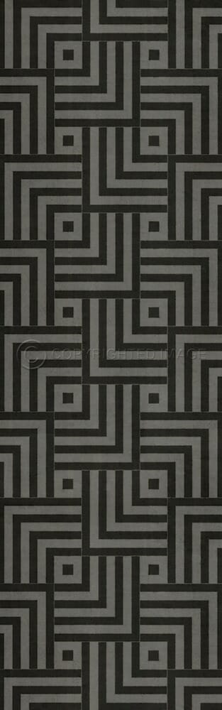 images Mazey Black and Grey Vinyl Floor Cloth, 36x115