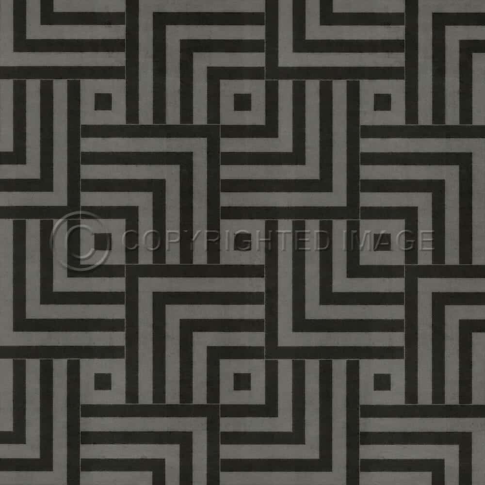 images Mazey Black and Grey Vinyl Floor Cloth, 36x36, 48x48