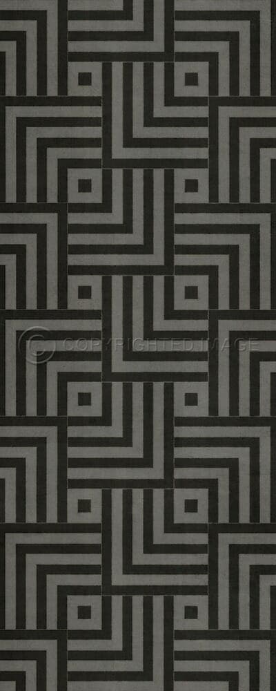 images Mazey Black and Grey Vinyl Floor Cloth, 36x90