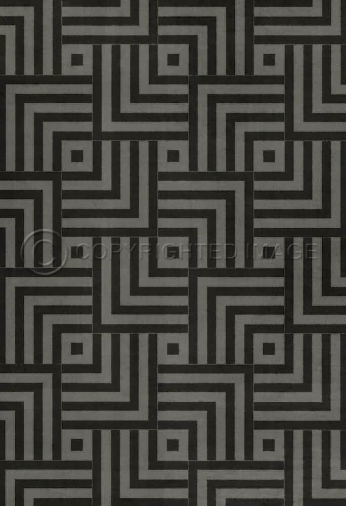 images Mazey Black and Grey Vinyl Floor Cloth, 52x76, 70x102