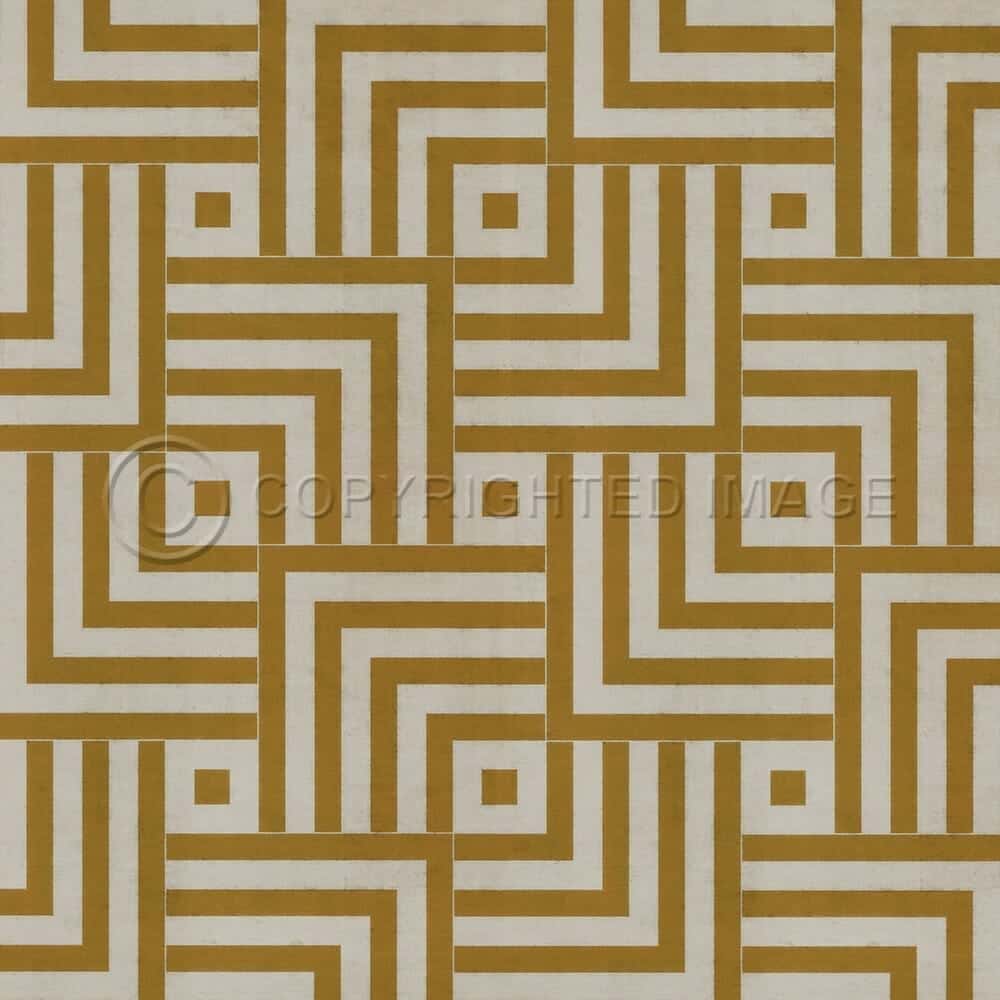 images Mazey Gold and Ivory Vinyl Floor Cloth, 36x36, 48x48