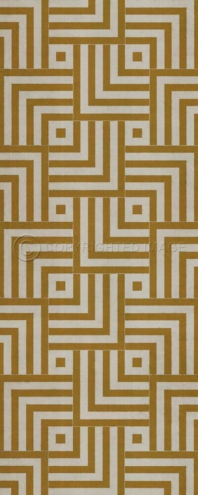 images Mazey Gold and Ivory Vinyl Floor Cloth, 36x90