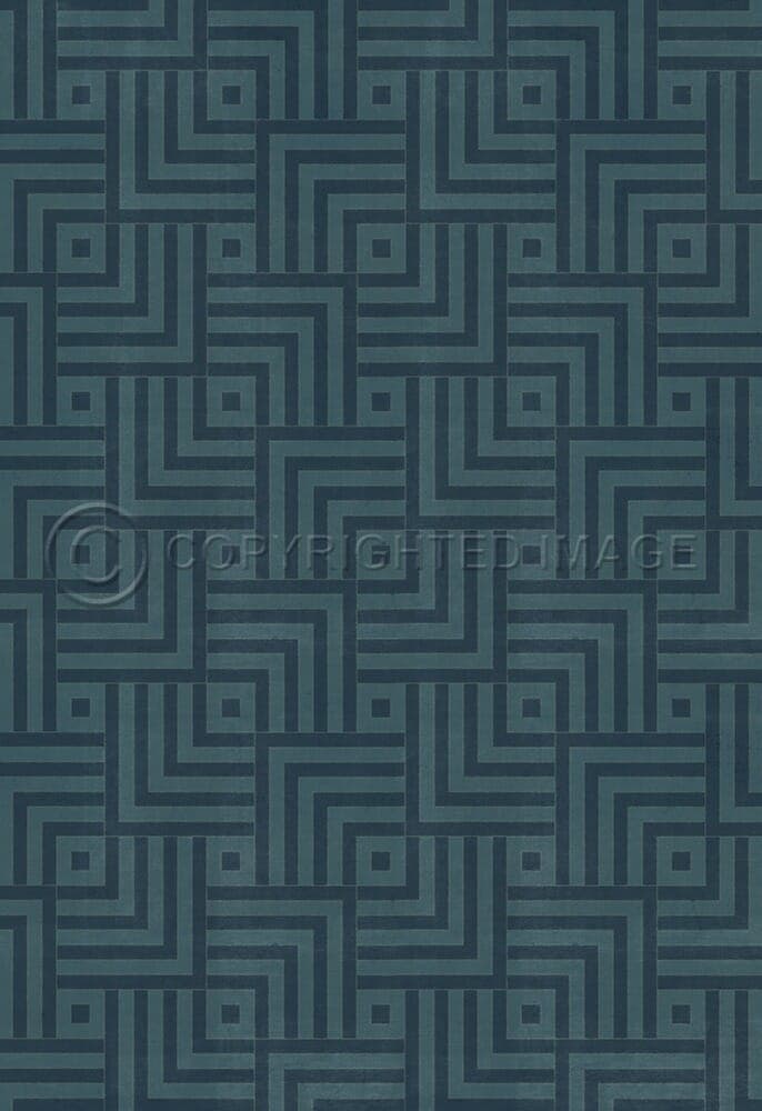images Mazey Indigo and Denim Vinyl Floor Cloth , 96x140, 120x175