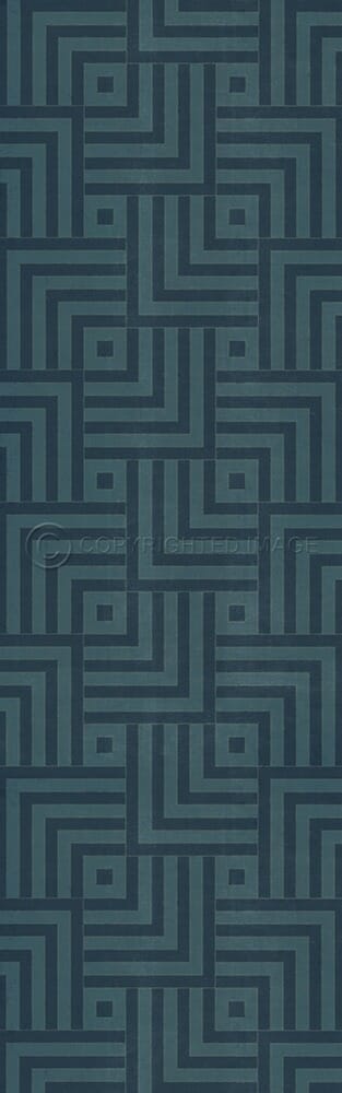 images Mazey Indigo and Denim Vinyl Floor Cloth , 36x115