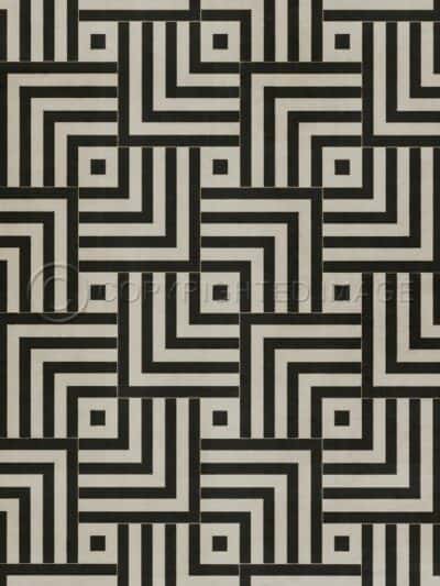 Mazey Black and Ivory Vinyl Floor Cloth, 20x30, 38x56, 52x76, 70x102