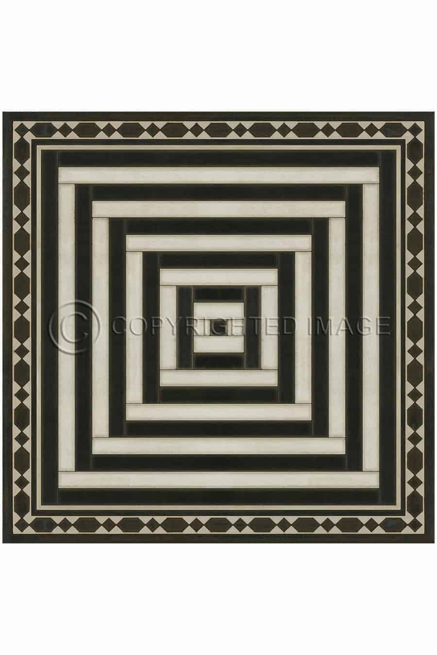 images Minos Maze with Border Vinyl Floor Cloth, 36 x 36, 48 x 48 Square