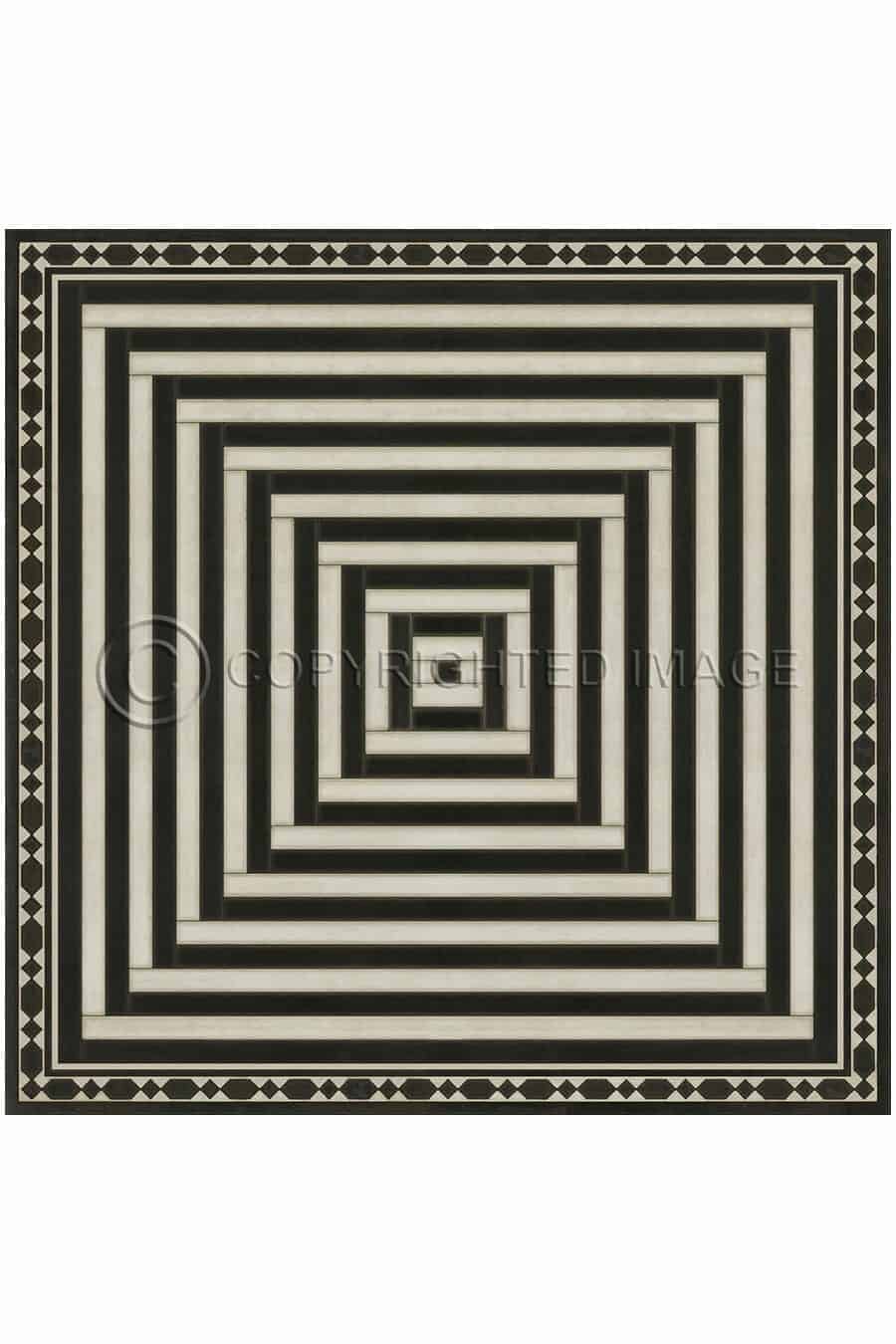 images Minos Maze with Border Vinyl Floor Cloth, 60 x 60, 72 x 72 Square