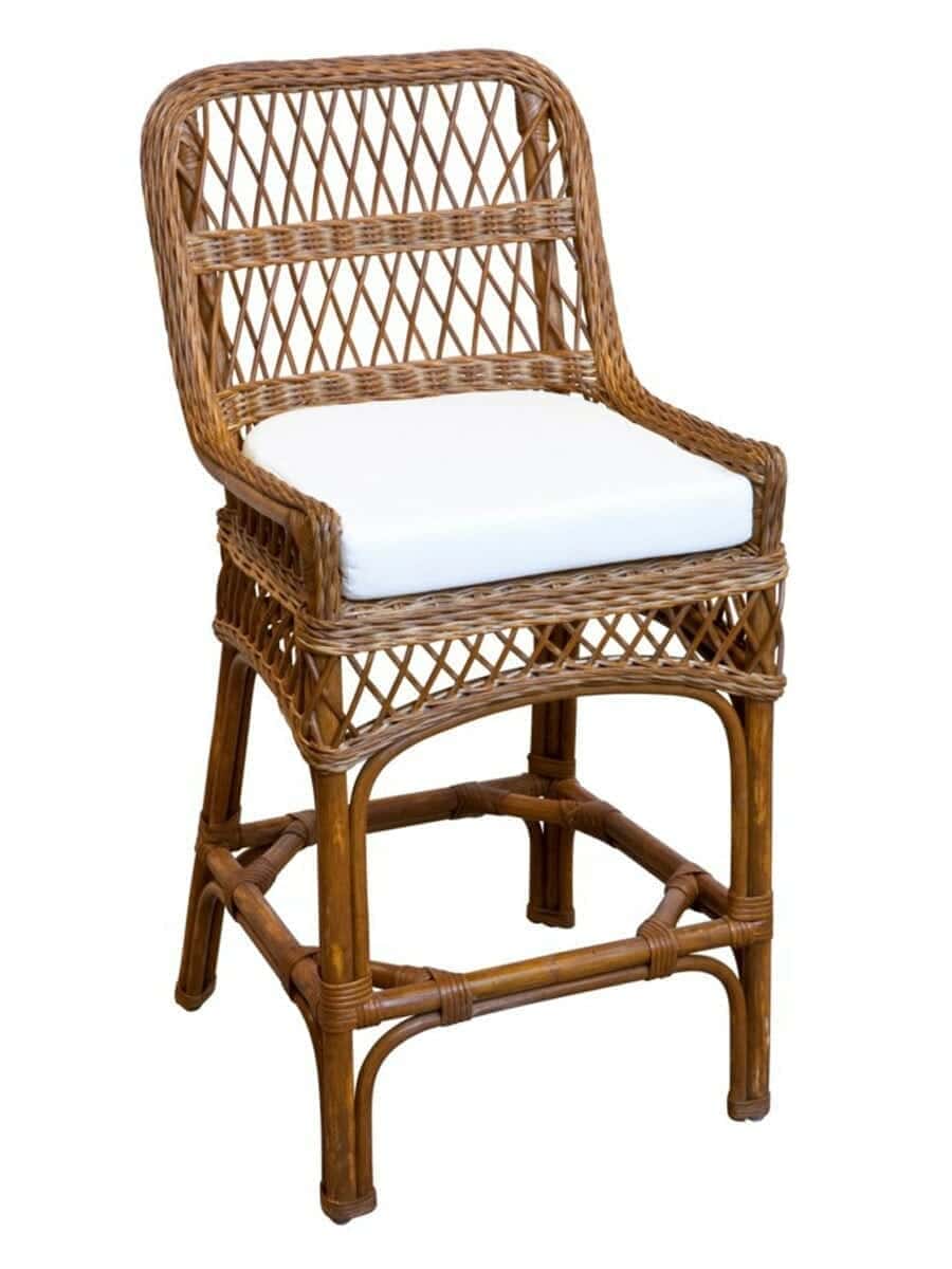 images Nantucket Island Wicker Counter Stool, Pecan