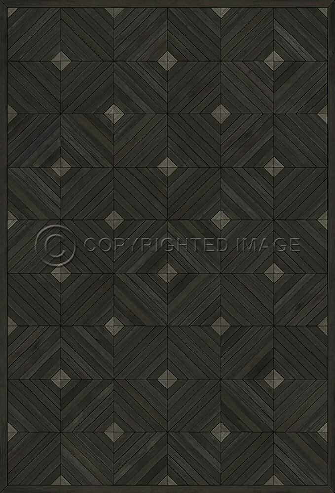 images Parquet Charcoal Vinyl Floor Cloth, 20x30, 38x56