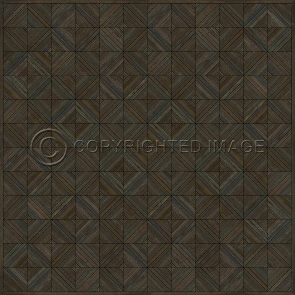 images Parquet Jacobean Vinyl Floor Cloth, 96x96, 120x120