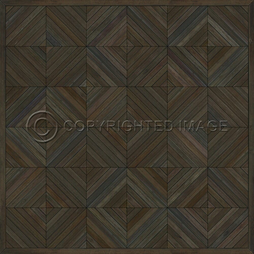 images Parquet Jacobean Vinyl Floor Cloth, 36x36, 48x48