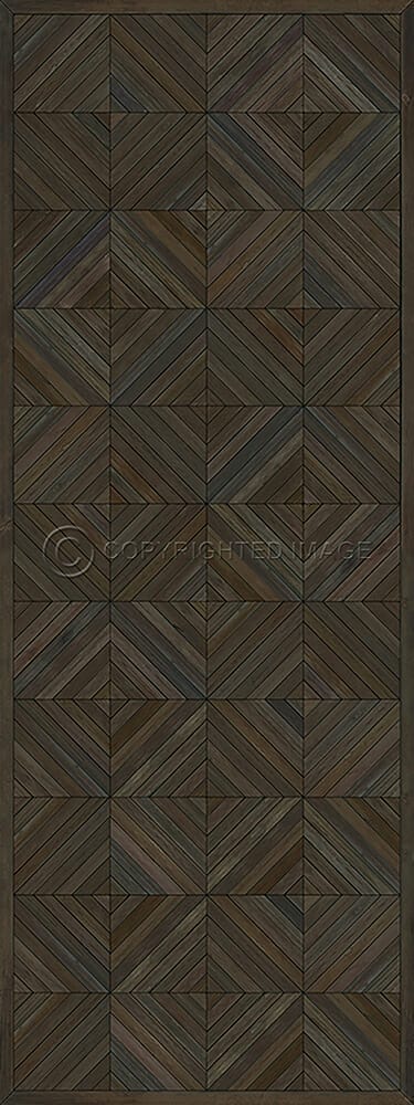 images Parquet Jacobean Vinyl Floor Cloth, 36x90