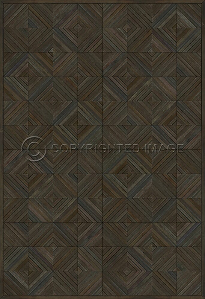images Parquet Jacobean Vinyl Floor Cloth, 52x76, 70x102