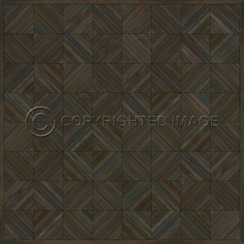 images Parquet Jacobean Vinyl Floor Cloth, 60x60, 72x72