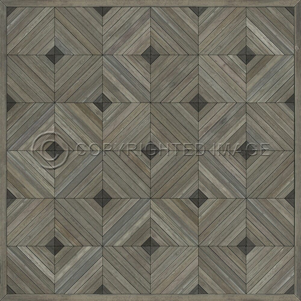 images Parquet Weathered Dark Vinyl Floor Cloth, 36x36, 48x48
