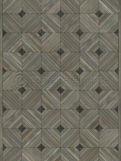 Parquet Weathered Dark Vinyl Floor Cloth, 20x30, 38x56