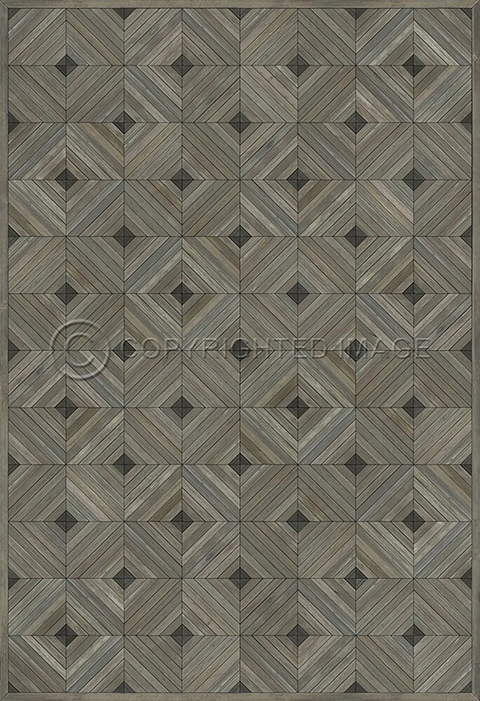 images Parquet Weathered Dark Vinyl Floor Cloth, 52x76, 70x102