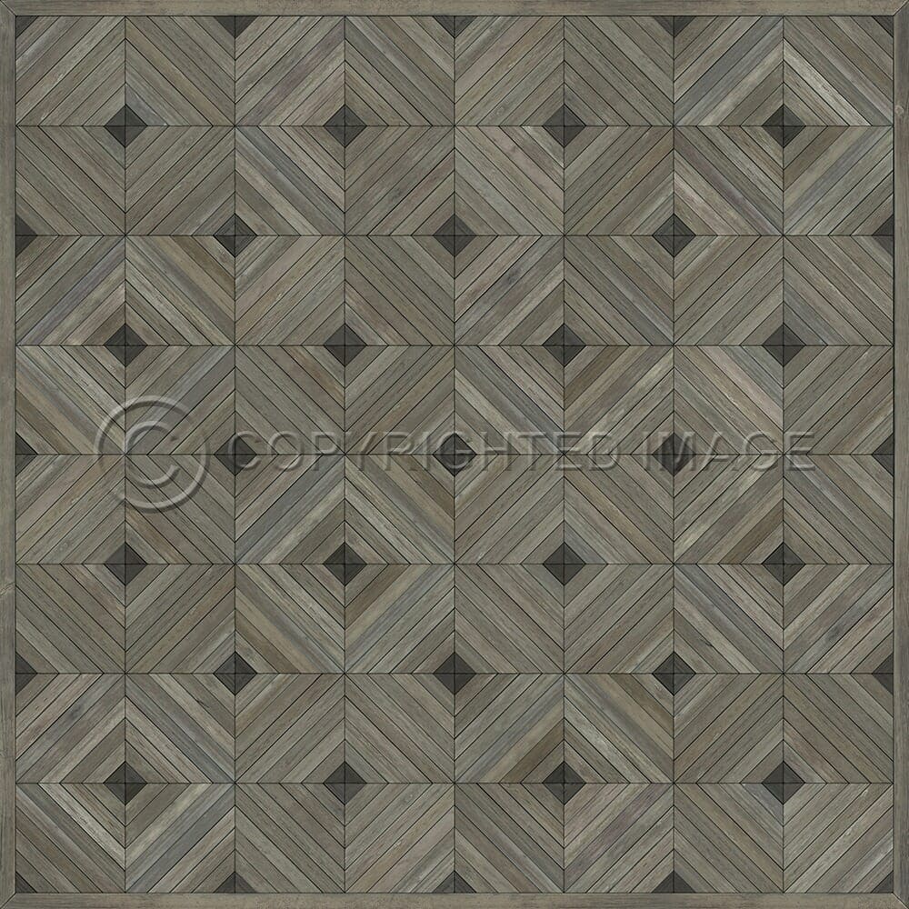 images Parquet Weathered Dark Vinyl Floor Cloth, 60x60, 72x72