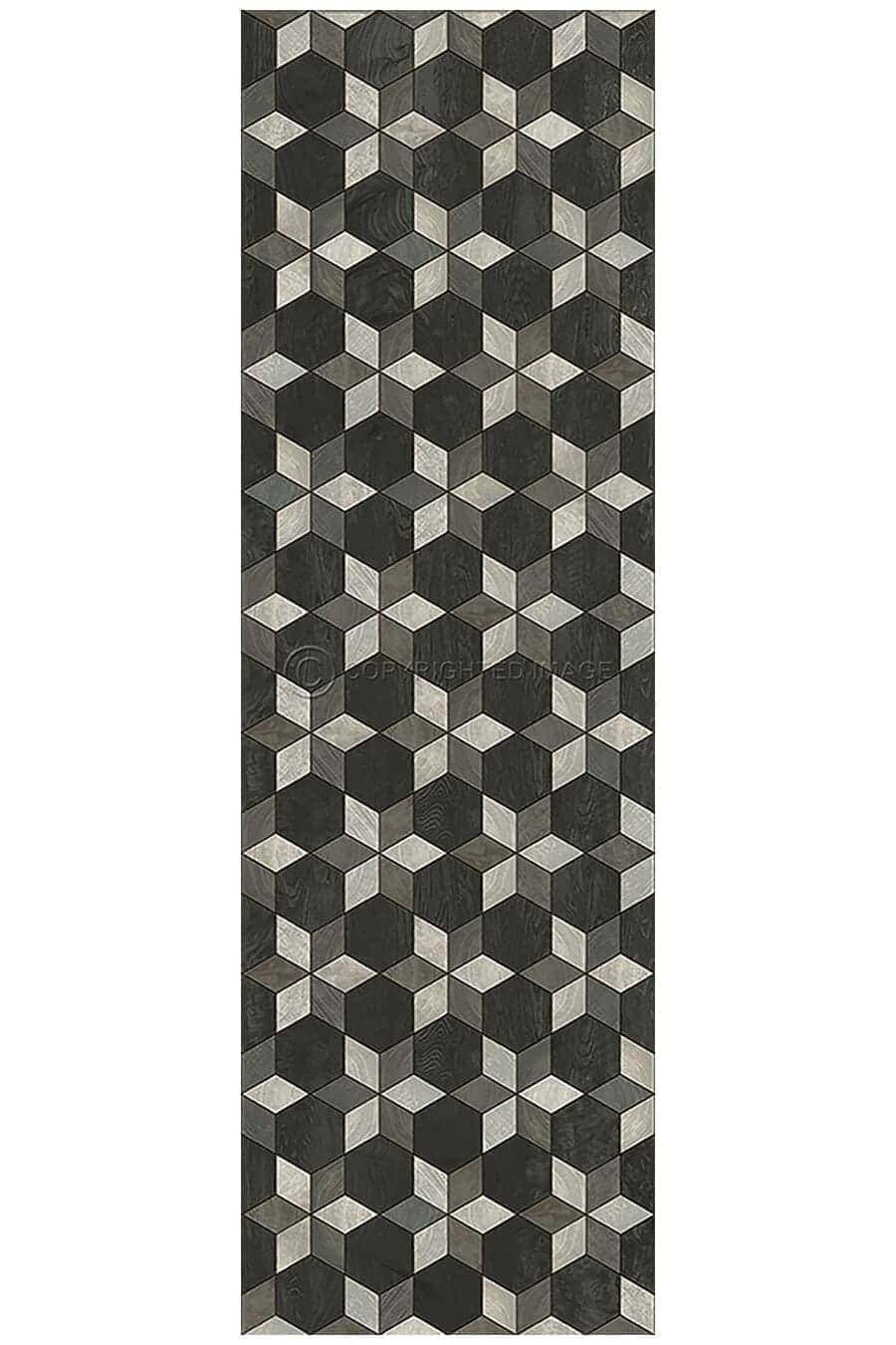 images Piecework Clara Vinyl Floor Cloth, 36 x 115 Runner