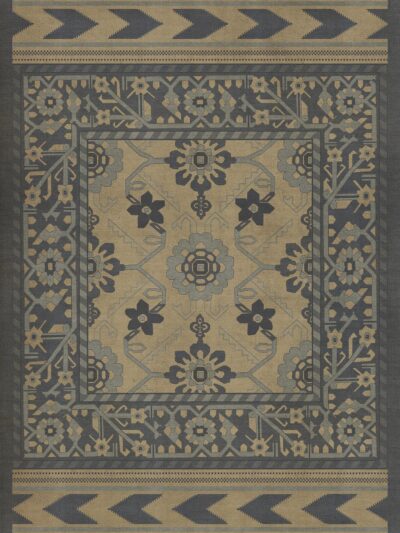 Ravi Slate Vinyl Floor Cloth, 20x30, 24x36