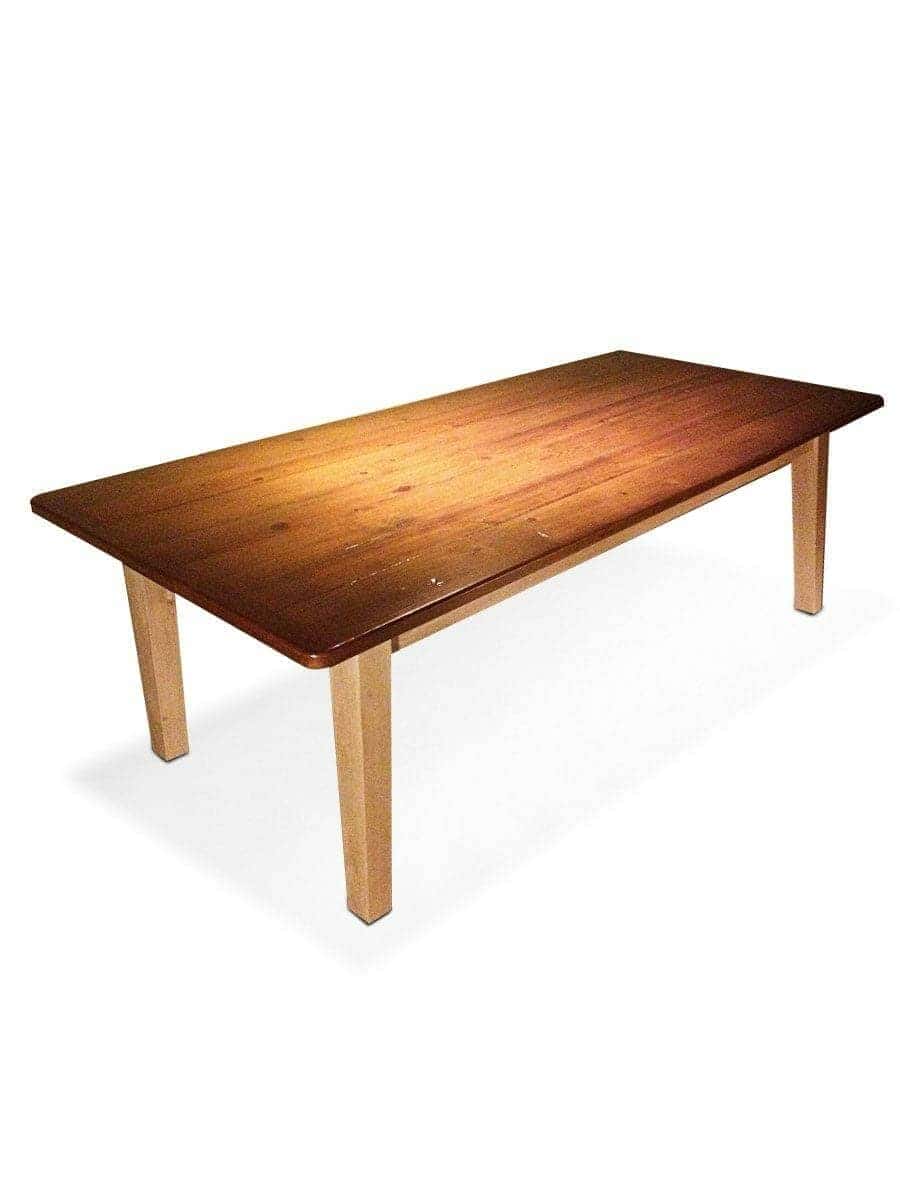 images Reclaimed-Barn-Wood-Table-Tapered-Legs-2in-Top-Breadboard-Mahogany-Top-Ivory-Glazed-Base1