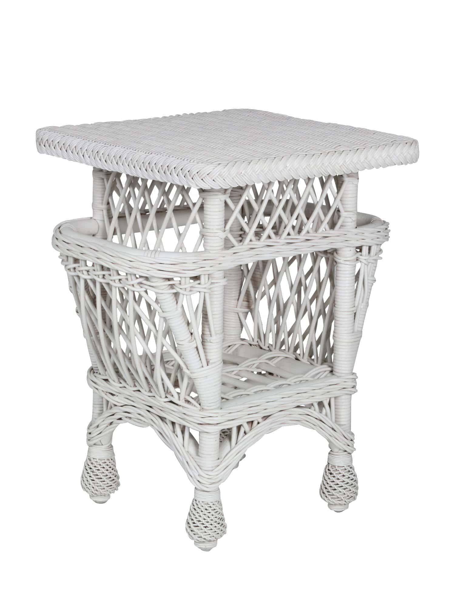 images Savannah Wicker Magazine Table, White