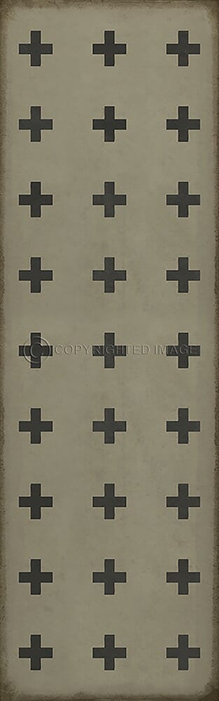 images Swiss Cross Black Stone Vinyl Floor Cloth , 36x115
