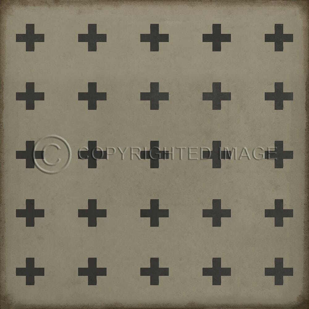 images Swiss Cross Black Stone Vinyl Floor Cloth , 36x36, 48x48