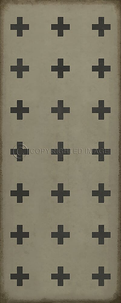 images Swiss Cross Black Stone Vinyl Floor Cloth , 36x90