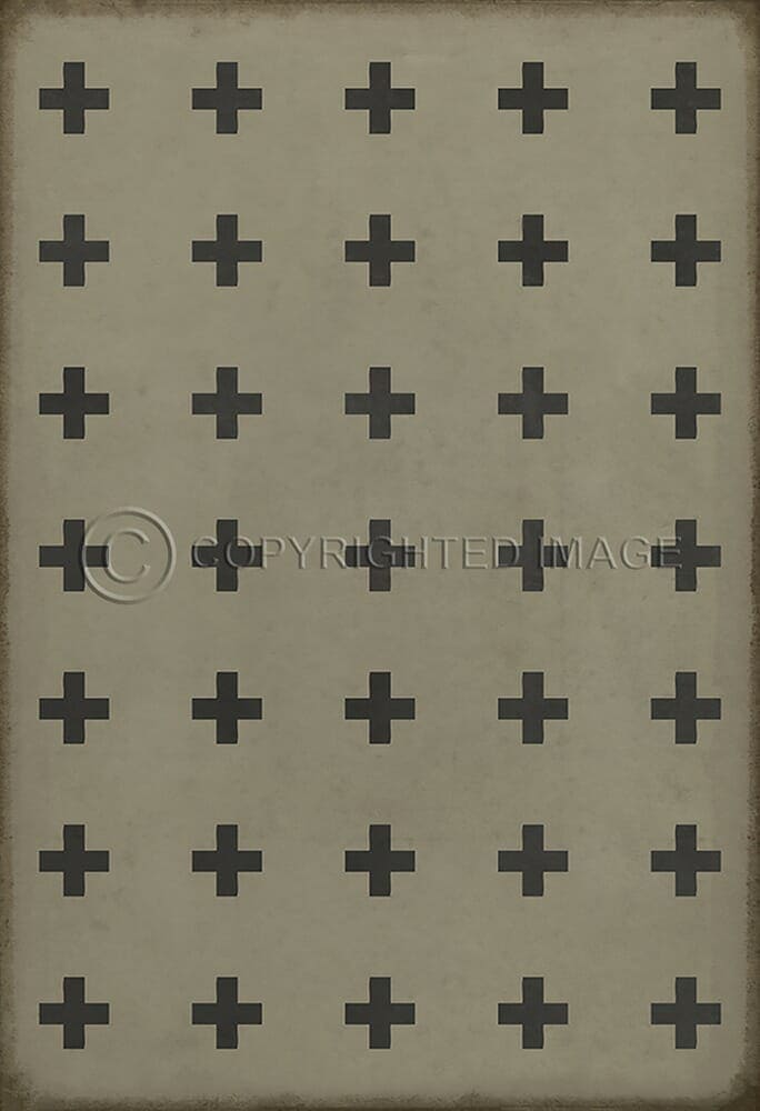 images Swiss Cross Black Stone Vinyl Floor Cloth , 52x76, 70x102