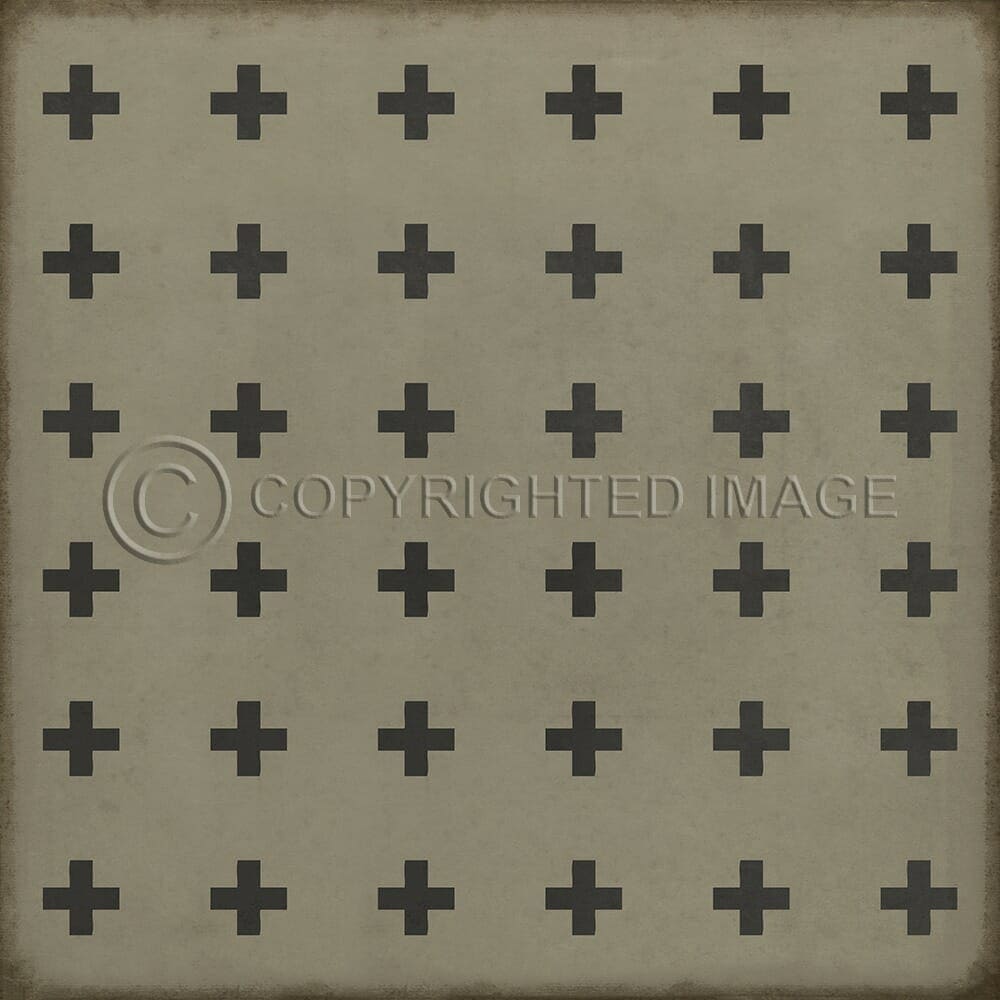 images Swiss Cross Black Stone Vinyl Floor Cloth , 60x60, 72x72