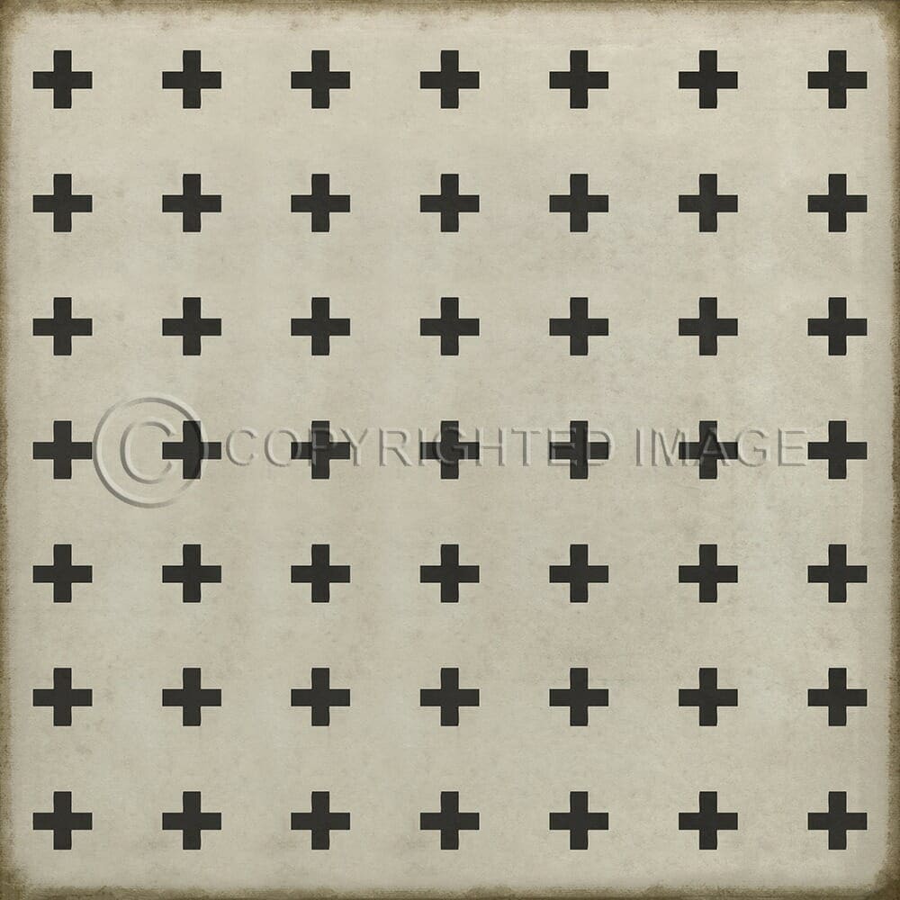 images Swiss Cross Black on White Vinyl Floor Cloth , 120x120, 96x96