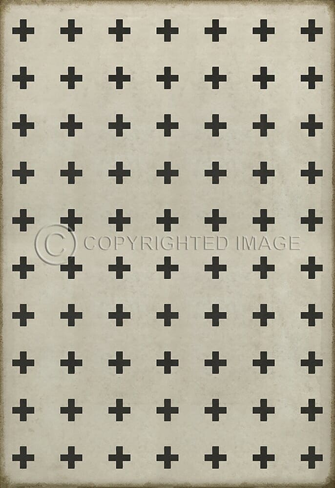 images Swiss Cross Black on White Vinyl Floor Cloth , 96x140, 120x175