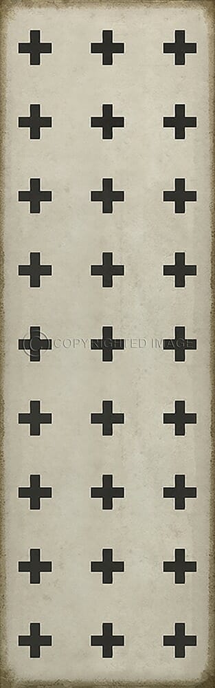 images Swiss Cross Black on White Vinyl Floor Cloth , 36x115
